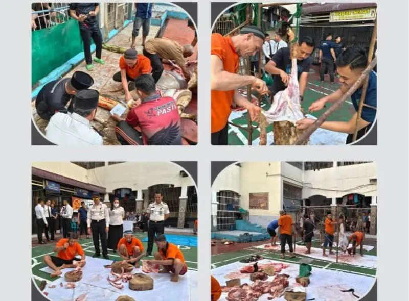 Perpaduan Ibadah Spiritual dan Kegiatan Sosial, Rutan Kelas I Labuhan Deli Sembelih Hewan Kurban
